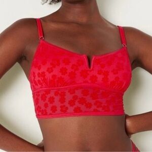 PINK Victoria's Secret Red Flocked Mesh Floral Bralette